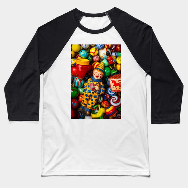 Clown Toy With Top And Marbles Baseball T-Shirt by photogarry